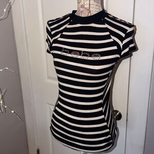 bebe Black and White Rashguard Swim Top